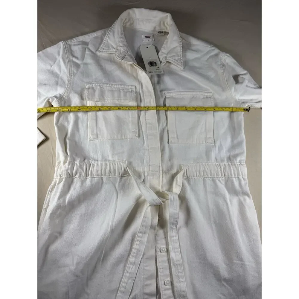 Levi's L93808 Womens White Ainsley Denim Utility Dress Size Small (NWT)